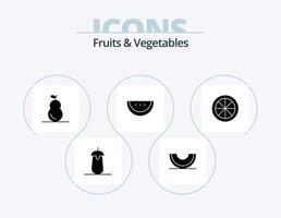 frukt och grönsaker glyf ikon packa 5 ikon design. citron. mat. melon. vattenmelon. päron vektor