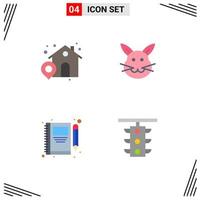 packa av 4 modern platt ikoner tecken och symboler för webb skriva ut media sådan som affär penna kanin kanin skriva redigerbar vektor design element