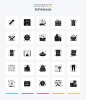 kreativ eid mubarak 25 glyf fast svart ikon packa sådan som Lycklig. trumma. arabiska. firande. hand vektor