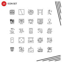 25 thematisch Vektor Linien und editierbar Symbole von Spiel Feuer Geschäft Tabelle Schreibtisch editierbar Vektor Design Elemente