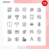 Piktogramm einstellen von 25 einfach Linien von Abenteuer Verwaltung Meer Fix Rahmen editierbar Vektor Design Elemente