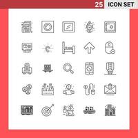 25 Universal- Linie Zeichen Symbole von sicher Bank Innere Feuer Design editierbar Vektor Design Elemente