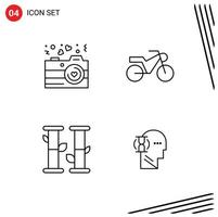 4 kreativ ikoner modern tecken och symboler av kamera vänta valentine bambu användare redigerbar vektor design element