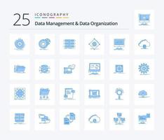 data förvaltning och data organisation 25 blå Färg ikon packa Inklusive saker. iot. klot. data. kuggstång vektor