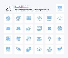 Daten Verwaltung und Daten Organisation 25 Blau Farbe Symbol Pack einschließlich Dinge. iot. Globus. Daten. Gestell vektor