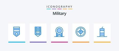 Militär- Blau 5 Symbol Pack einschließlich Knall. Soldat. Streifen. Militär. Armee. kreativ Symbole Design vektor