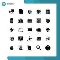 einstellen von 25 Vektor solide Glyphen auf Gitter zum ui dokumentieren Blume Ausrüstung Programmierung Schnittstelle editierbar Vektor Design Elemente