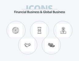 finansiell företag och global företag linje ikon packa 5 ikon design. illuminati. fil. pengar. Rapportera. kort vektor