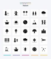 kreativ Natur 25 Glyphe solide schwarz Symbol Pack eine solche wie Pflanze. Wetter. Unterhaltung. Jahreszeit. Natur vektor