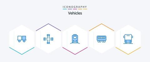 fordon 25 blå ikon packa Inklusive buss. järnväg. transport. passagerare. transport vektor