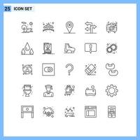 Linie Pack von 25 Universal- Symbole von Fotografie Navigation Juwel Richtung Ort editierbar Vektor Design Elemente