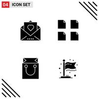 4 Benutzer Schnittstelle solide Glyphe Pack von modern Zeichen und Symbole von Herz Wagen Mail Dateien Einkaufen editierbar Vektor Design Elemente