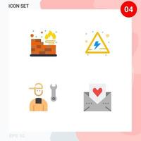 uppsättning av 4 modern ui ikoner symboler tecken för databas reparera varna avatar hjärta redigerbar vektor design element