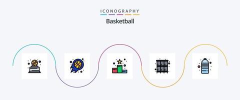 Basketball Linie gefüllt eben 5 Symbol Pack einschließlich Sport. Schließfach. Sport. Kabinett. Rangfolge vektor