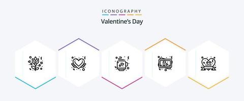 valentines dag 25 linje ikon packa Inklusive . kärlek bricka. kärlek. insignier. Foto vektor