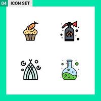 4 kreativ Symbole modern Zeichen und Symbole von Kuchen Monat Ostern Feuer Muslim editierbar Vektor Design Elemente