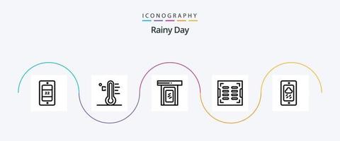 regnig linje 5 ikon packa Inklusive krita. dränering. regnig. dränera. badrum vektor