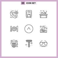 9 kreativ ikoner modern tecken och symboler av pil datum kopp mat middag redigerbar vektor design element