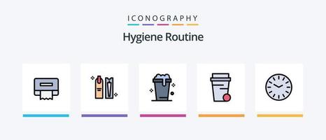 hygien rutin- linje fylld 5 ikon packa Inklusive Vakuum. elektrisk. spegel. rengöring. torkning. kreativ ikoner design vektor