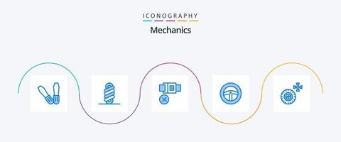 mekanik blå 5 ikon packa Inklusive . säkerhet. hjul. bil vektor
