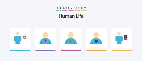 mänsklig platt 5 ikon packa Inklusive kropp. hjärta. mänsklig. vän. användare. kreativ ikoner design vektor