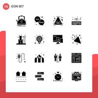 piktogram uppsättning av 16 enkel fast glyfer av tycka om tangentbord pengar hårdvara Artikel redigerbar vektor design element