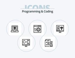 programmering och kodning linje ikon packa 5 ikon design. utveckla. webbläsare. utveckling. programmering. utveckla vektor