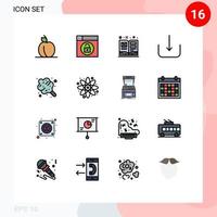 modern uppsättning av 16 platt Färg fylld rader pictograph av sötsaker efterrätt bok bomull godis multimedia redigerbar kreativ vektor design element