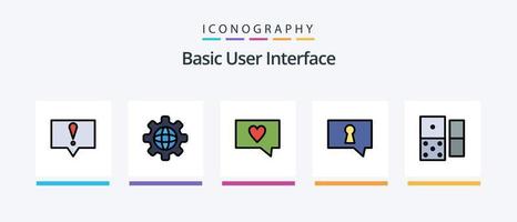 Basic Linie gefüllt 5 Symbol Pack einschließlich . markieren. . kreativ Symbole Design vektor