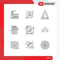 9 tematiska vektor konturer och redigerbar symboler av klocka katalog efterrätt broschyr friska redigerbar vektor design element