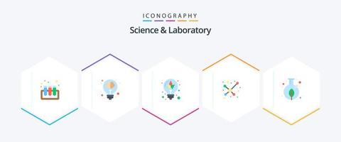 vetenskap 25 platt ikon packa Inklusive växt. tillväxt. Glödlampa. vetenskap. atom vektor