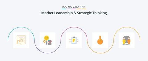 Markt Führung und strategisch Denken eben 5 Symbol Pack einschließlich Reaktion. chemisch. Graph. Datei vektor