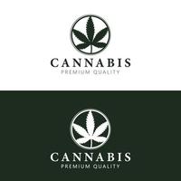 Cannabis-Logo-Schablone mit Marihuana-Blatt im Kreis. Cannabis Vektor Logo Design Grafik