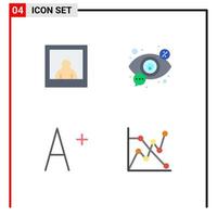 4 Benutzer Schnittstelle eben Symbol Pack von modern Zeichen und Symbole von Foto Analytik Suche Vision Graph editierbar Vektor Design Elemente