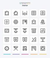 kreativ interiör 25 översikt ikon packa sådan som skrivbord. fönster. dekor. interiör. dörr vektor