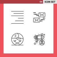 Lager Vektor Symbol Pack von 4 Linie Zeichen und Symbole zum ausrichten Element Email Botschaft Bewusstsein editierbar Vektor Design Elemente