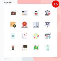 Pack von 16 kreativ eben Farben von vergeben Box Pflege Einkaufen Nachlass editierbar Pack von kreativ Vektor Design Elemente