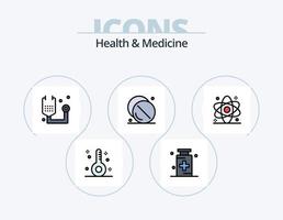 hälsa och medicin linje fylld ikon packa 5 ikon design. kondition. sjukdom. hälsa. medicin. hjärta vektor