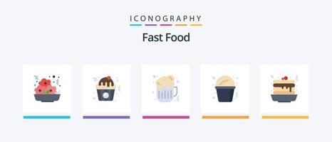 schnell Essen eben 5 Symbol Pack einschließlich . Lebensmittel. schnell Lebensmittel. schnell Lebensmittel. Lebensmittel. kreativ Symbole Design vektor