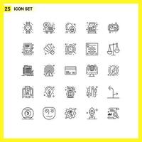 Lager Vektor Symbol Pack von 25 Linie Zeichen und Symbole zum Kochen Backen Farbe Geld Geld editierbar Vektor Design Elemente