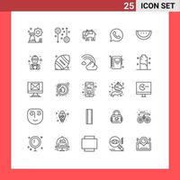 redigerbar vektor linje packa av 25 enkel rader av watt app chatt hälsa app elefant redigerbar vektor design element
