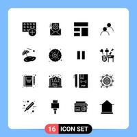 Lager Vektor Symbol Pack von 16 Linie Zeichen und Symbole zum Strand Benutzerbild Integration sah Layout editierbar Vektor Design Elemente