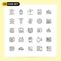 uppsättning av 25 modern ui ikoner symboler tecken för kort portfölj skog jobb läroplan redigerbar vektor design element