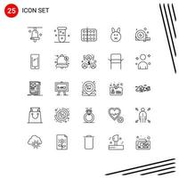 einstellen von 25 modern ui Symbole Symbole Zeichen zum Winkel Hase Biologie Ostern Stichprobe editierbar Vektor Design Elemente