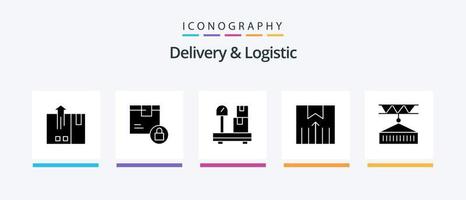 leverans och logistisk glyf 5 ikon packa Inklusive transport. logistik. produkt. leverans. vikt. kreativ ikoner design vektor