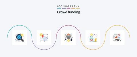 crowdfunding platt 5 ikon packa Inklusive Diagram. kontanter. omvandling. pengar. väska vektor