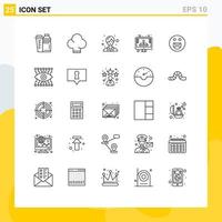 Universal- Symbol Symbole Gruppe von 25 modern Linien von Motivation Emojis Arzt Lager Hosting editierbar Vektor Design Elemente