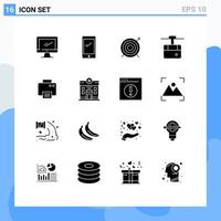 uppsättning av 16 modern ui ikoner symboler tecken för transport linbana android kabel- mål redigerbar vektor design element