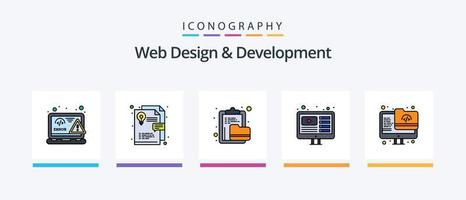 Netz Design und Entwicklung Linie gefüllt 5 Symbol Pack einschließlich Favorit. online. Design Werkzeug. Video. Browser. kreativ Symbole Design vektor