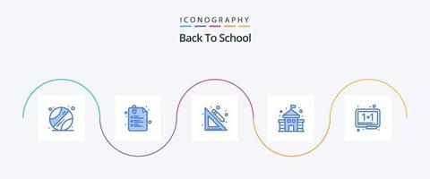 zurück zu Schule Blau 5 Symbol Pack einschließlich Schule. Bildung. Herrscher. Tafel. Bildung vektor